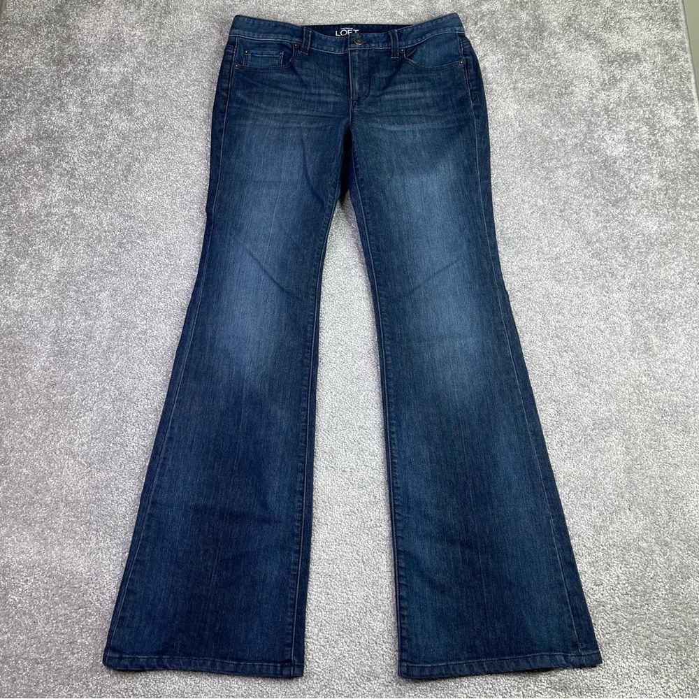 Ann Taylor Loft Jeans Women's 6 Blue Modern Flare Low Rise Dark Denim Stretch